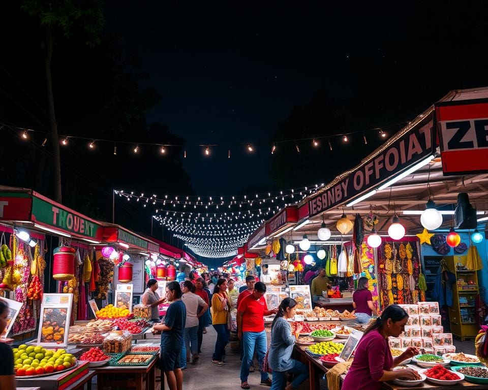 Bezoek een nachtmarkt met streetfood en ambachten