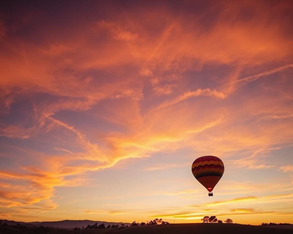 Geniet van een schilderachtige ballonvaart bij zonsondergang